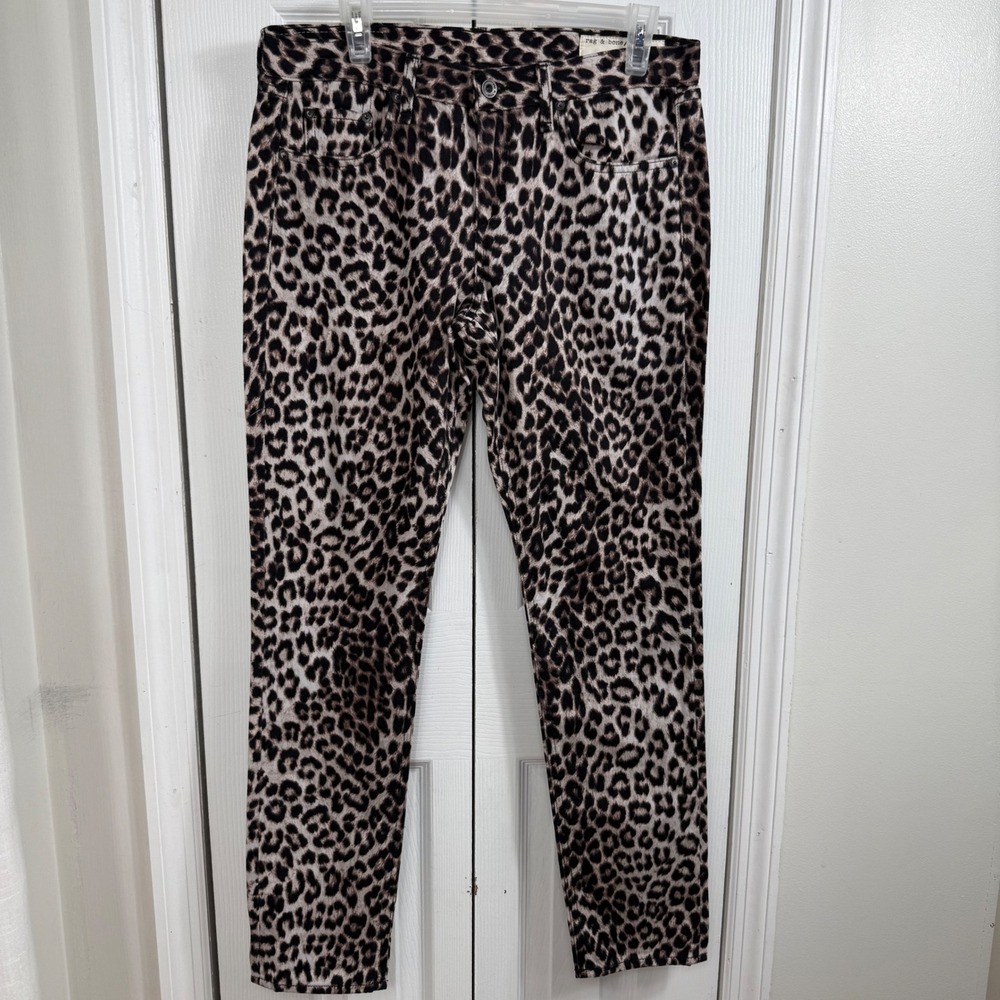 Rag & Bone Boyfriend Jeans Womens 28 Leopard Print Animal Y2K Indie Sleaze NWT